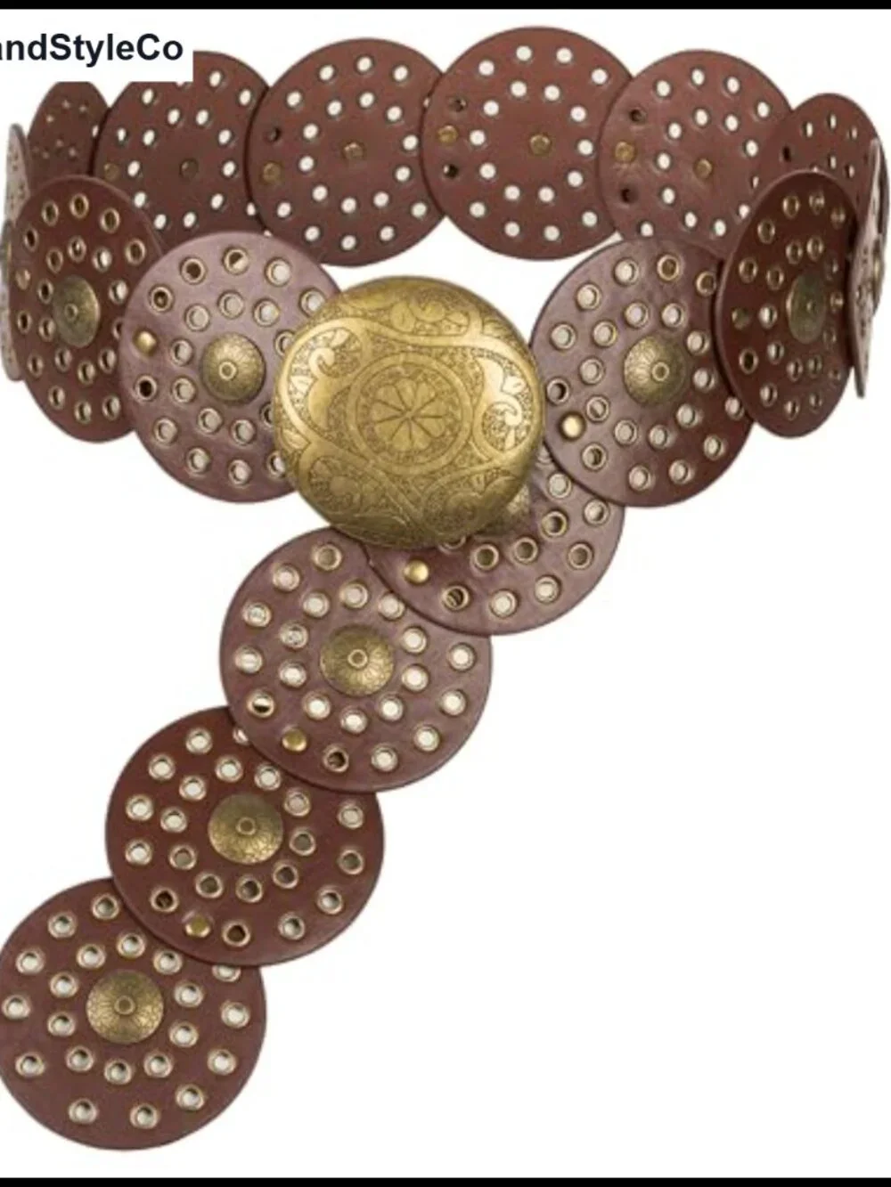 Wide Western PU Leather Disc Belt Cowgirl Concho for Jeans